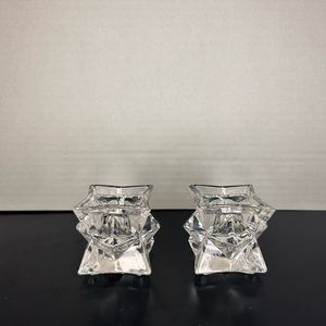 1980s STARS - CRYSTAL Candlestick
Holders Glistening Star Set